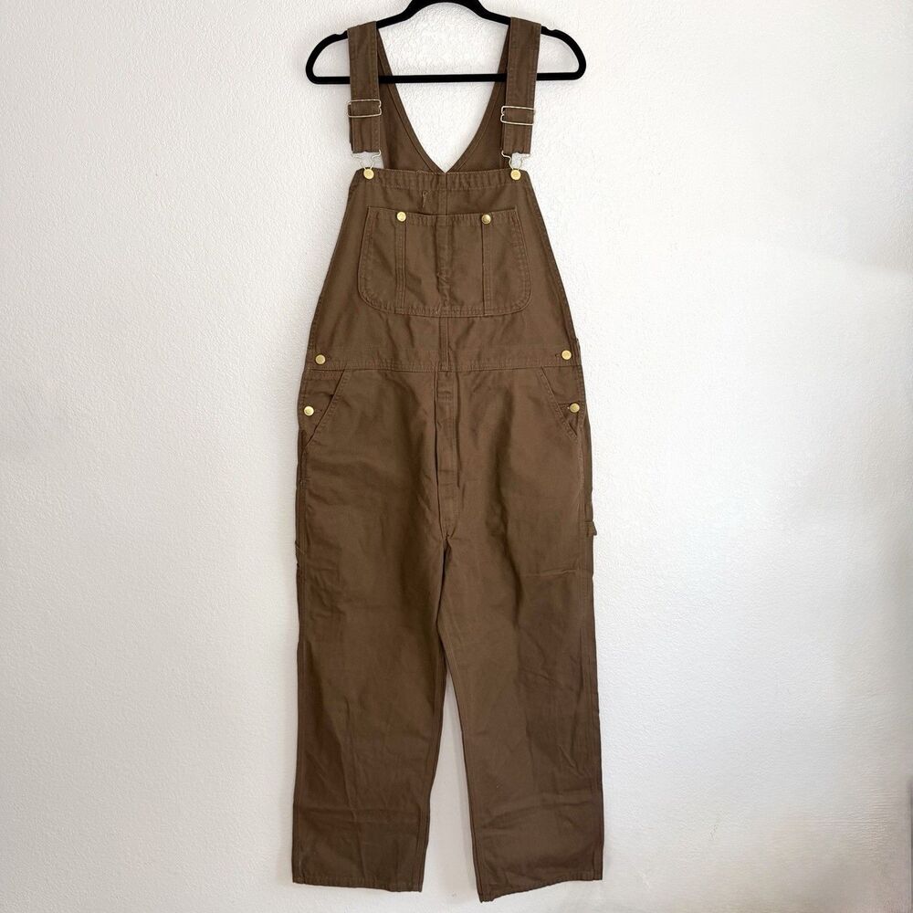 Dickies Dungarees Mens 36 X 30 Brown Duck Bib Overalls Work Wear Canvas 100RTB
